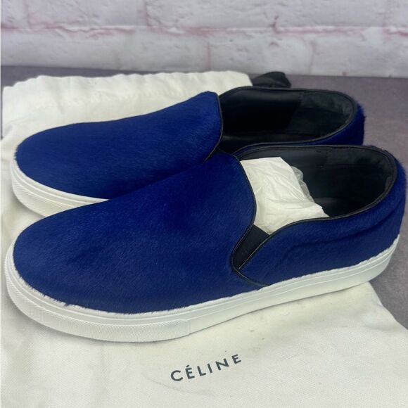 Authentic Celine Pony Hair Blue Slip-On Sneakers 39 - Picture 11 of 11